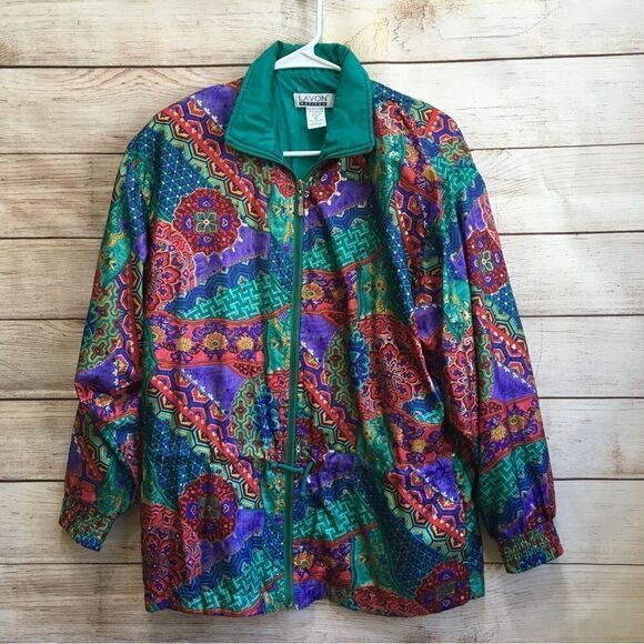 VINTAGE LAVON PETITES JEWEL TONES WINDBREAKER - Picture 1 of 6